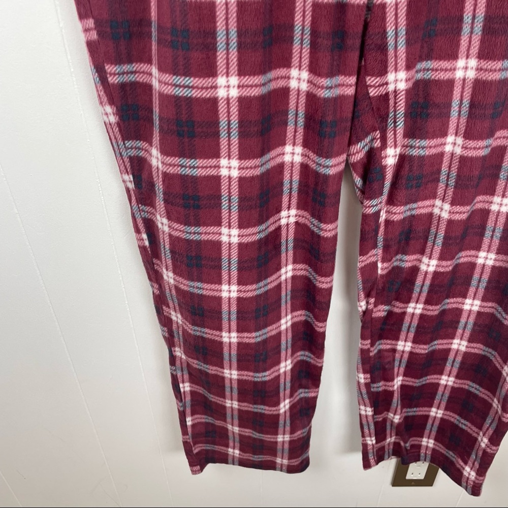 Nautica Sleepwear Red Plaid Fleece Pajama Bottoms Pants - Picture 3 of 10